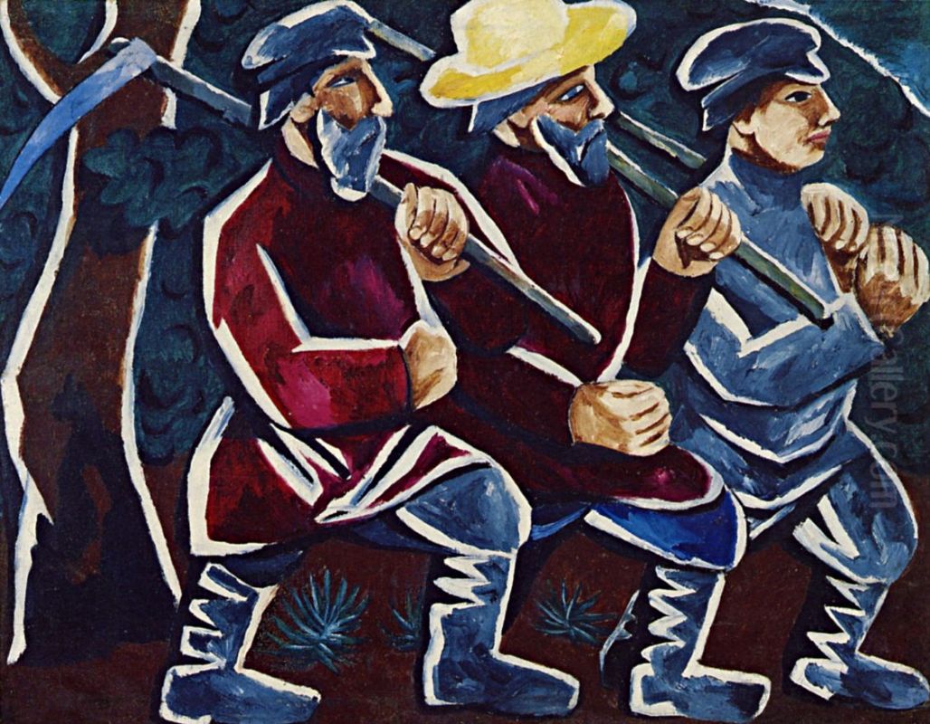 Reapers Oil Painting by Natalia Goncharova