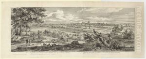 View of Kortrijk from the old castle with the army