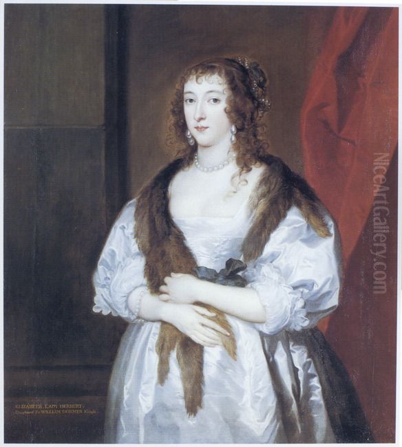 Portrait of Elizabeth Dormer (?-1635), echtgenote van Edward Somerset, 2nd Marquess of Worcester Oil Painting by Sir Anthony Van Dyck