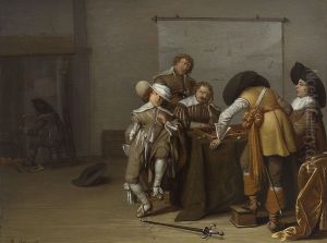 Soldiers playing backgammon in an interior Soldiers playing backgammon in an interior