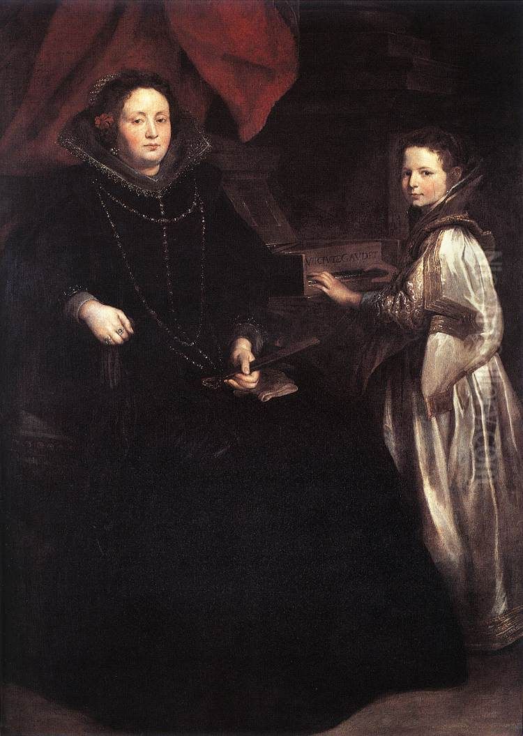 Portrait of Porzia Imperiale and Her Daughter Oil Painting by Sir Anthony Van Dyck