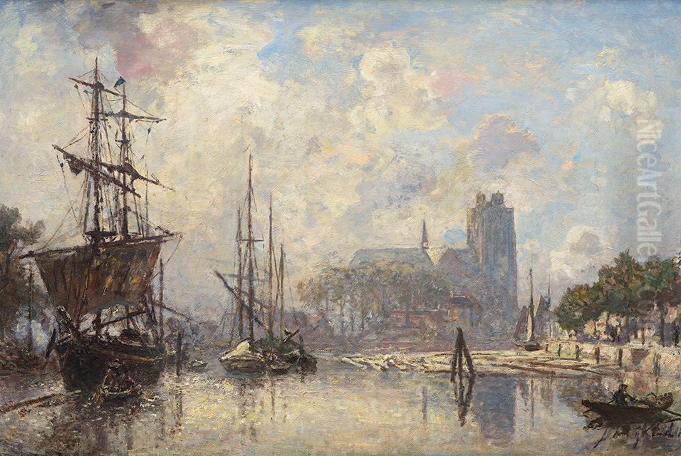 The Port of Dordrecht Oil Painting by Johan Jongkind