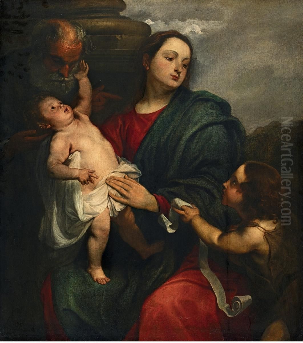 The Holy Family with Saint John the Baptist as a child Oil Painting by Sir Anthony Van Dyck