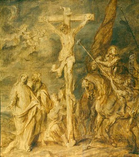 Christ on the Cross with Mary Magdalene and Saints Oil Painting by Sir Anthony Van Dyck