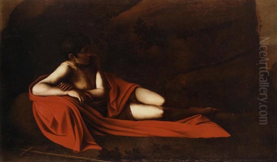 Saint John the Baptist Reclining Oil Painting by Caravaggio