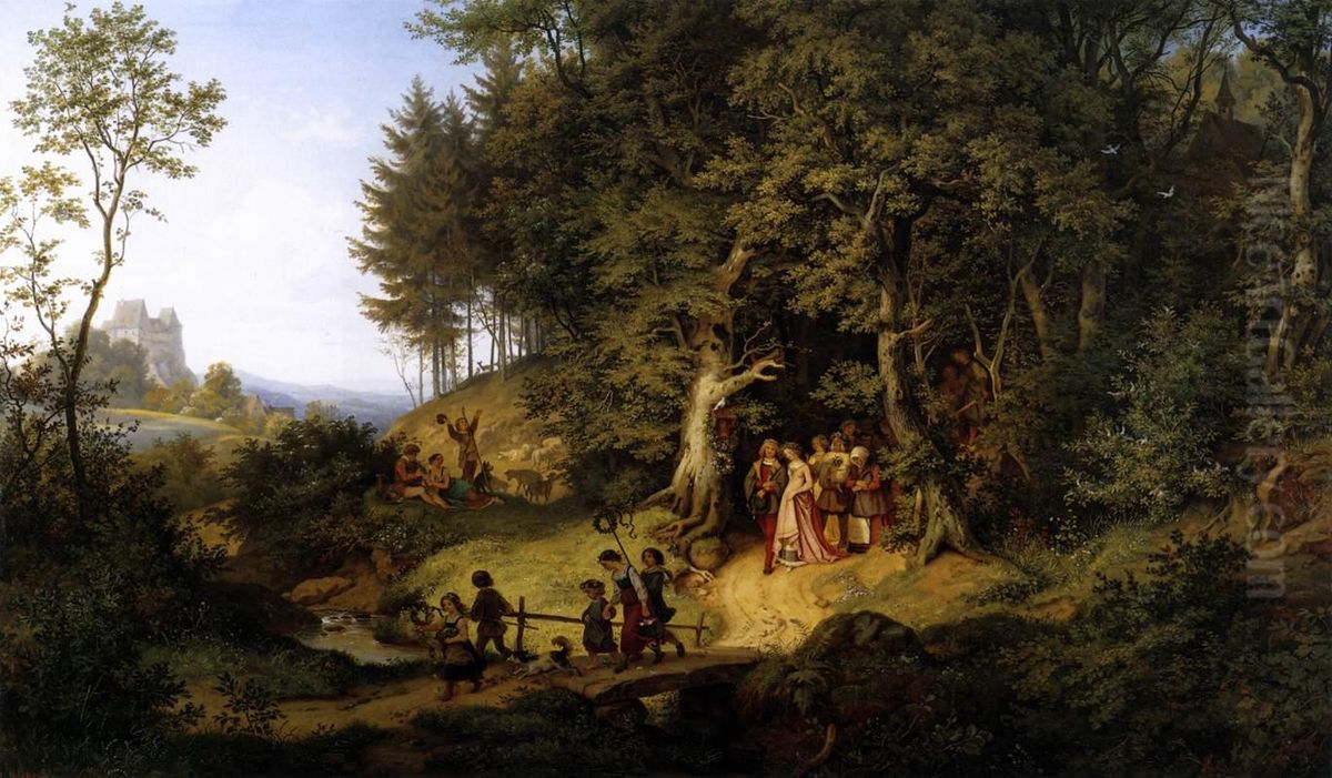 Der Brautzug im Fruhling Oil Painting by Ludwig Richter