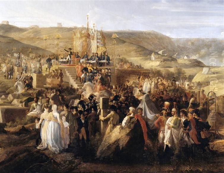 Napoleon I, at the Boulogne camp, distributes the crosses of the Legion of Honor, August 16, 1804 Oil Painting by Philippe-Auguste Hennequin