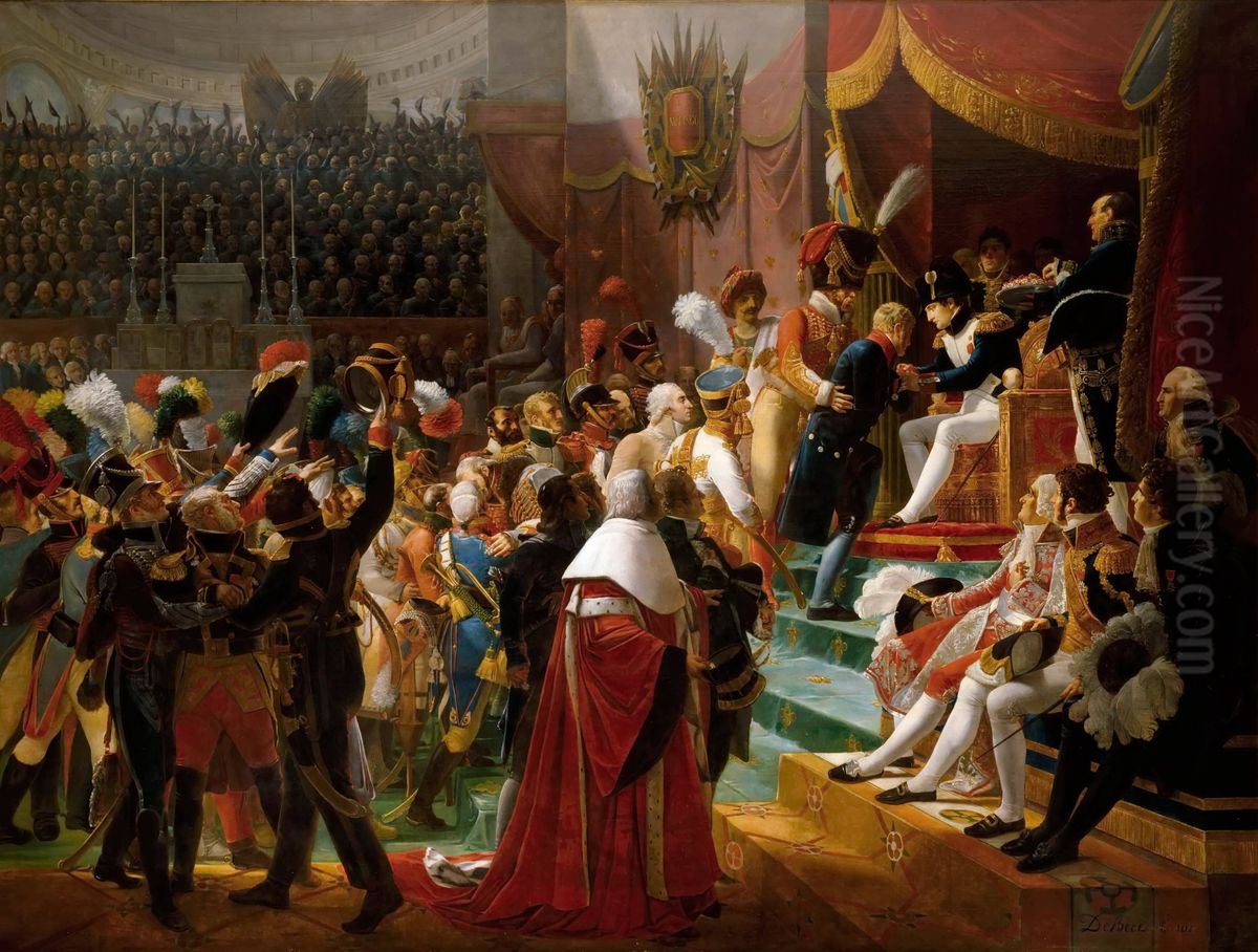 Premiere distribution des decorations de la Legion d'honneur dans l'eglise des Invalides, le 14 juillet 1804 Oil Painting by Jean Baptiste Debret