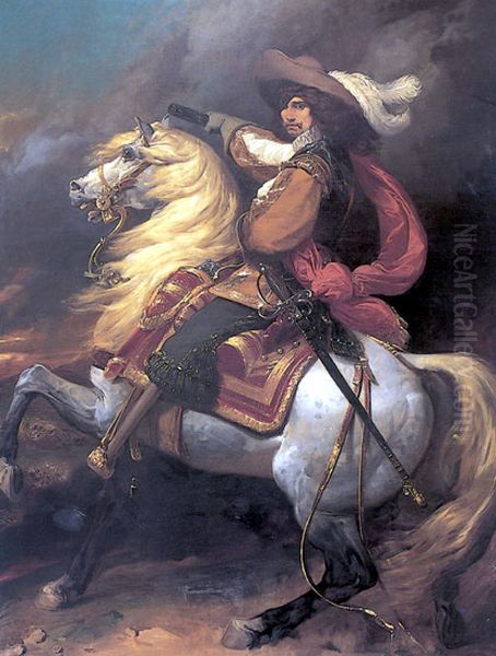Le marechal de France Josias Rantzau apres qu'il ait perdu un oeil et une jambe. Oil Painting by Jean Alaux