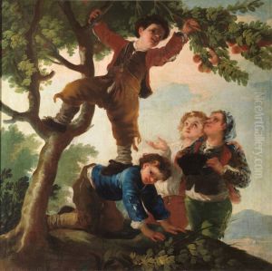 Boys picking fruit
