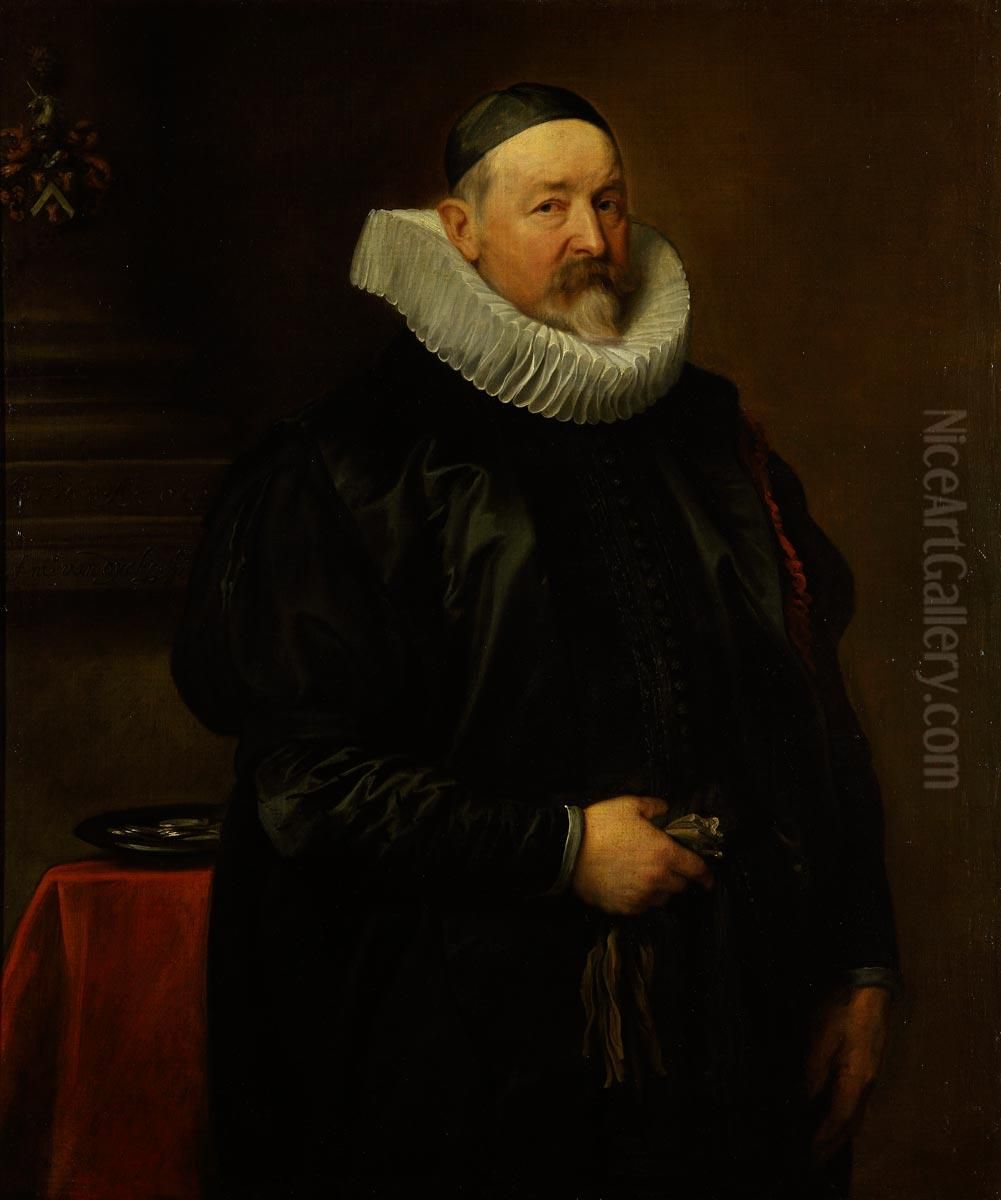 Portrait of the Antwerp city almoner Adriaen Stevens (?-?), aged 68 Oil Painting by Sir Anthony Van Dyck