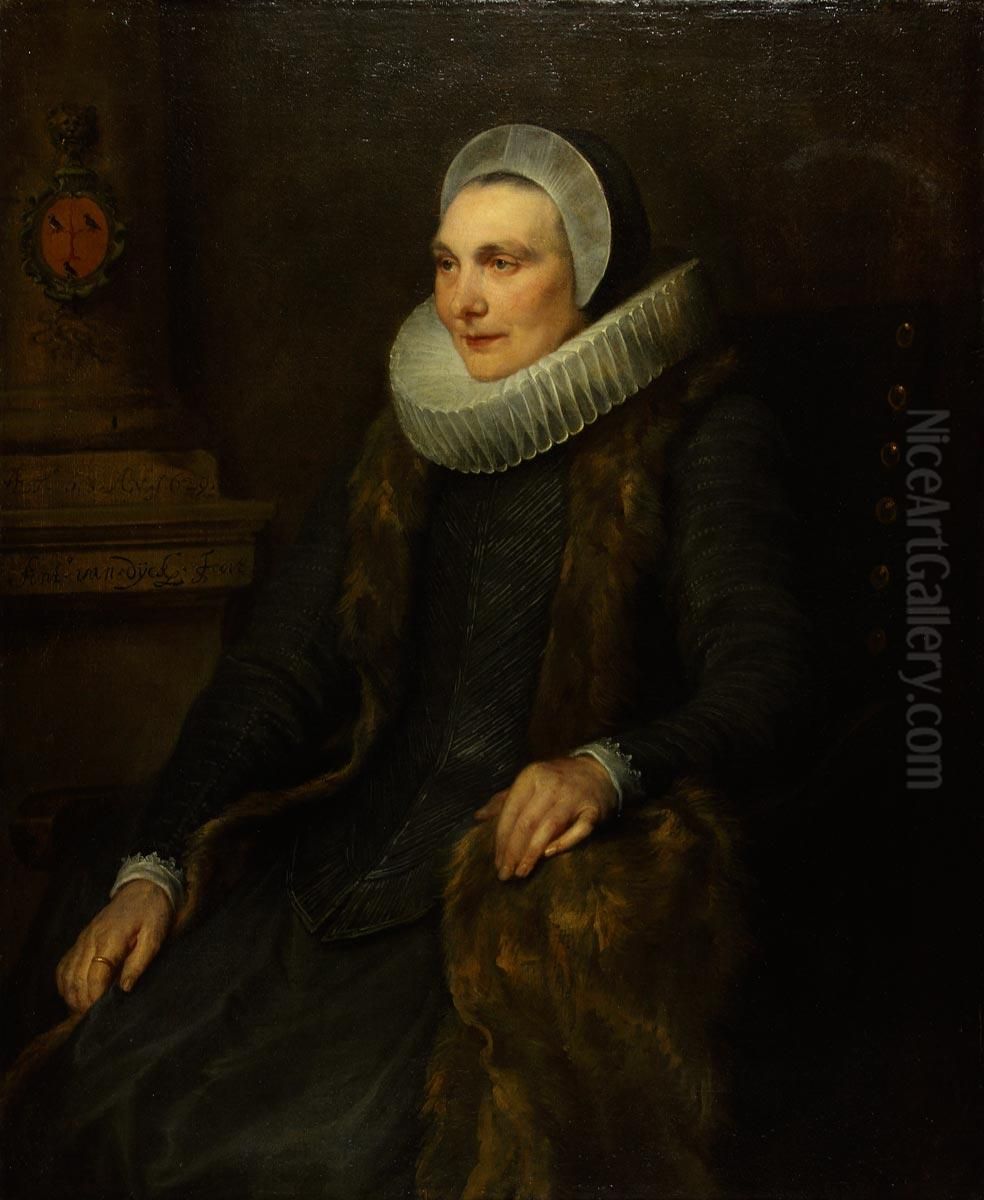 Portrait of Maria Bosschaert, the wife of Adriaen Stevens Oil Painting by Sir Anthony Van Dyck