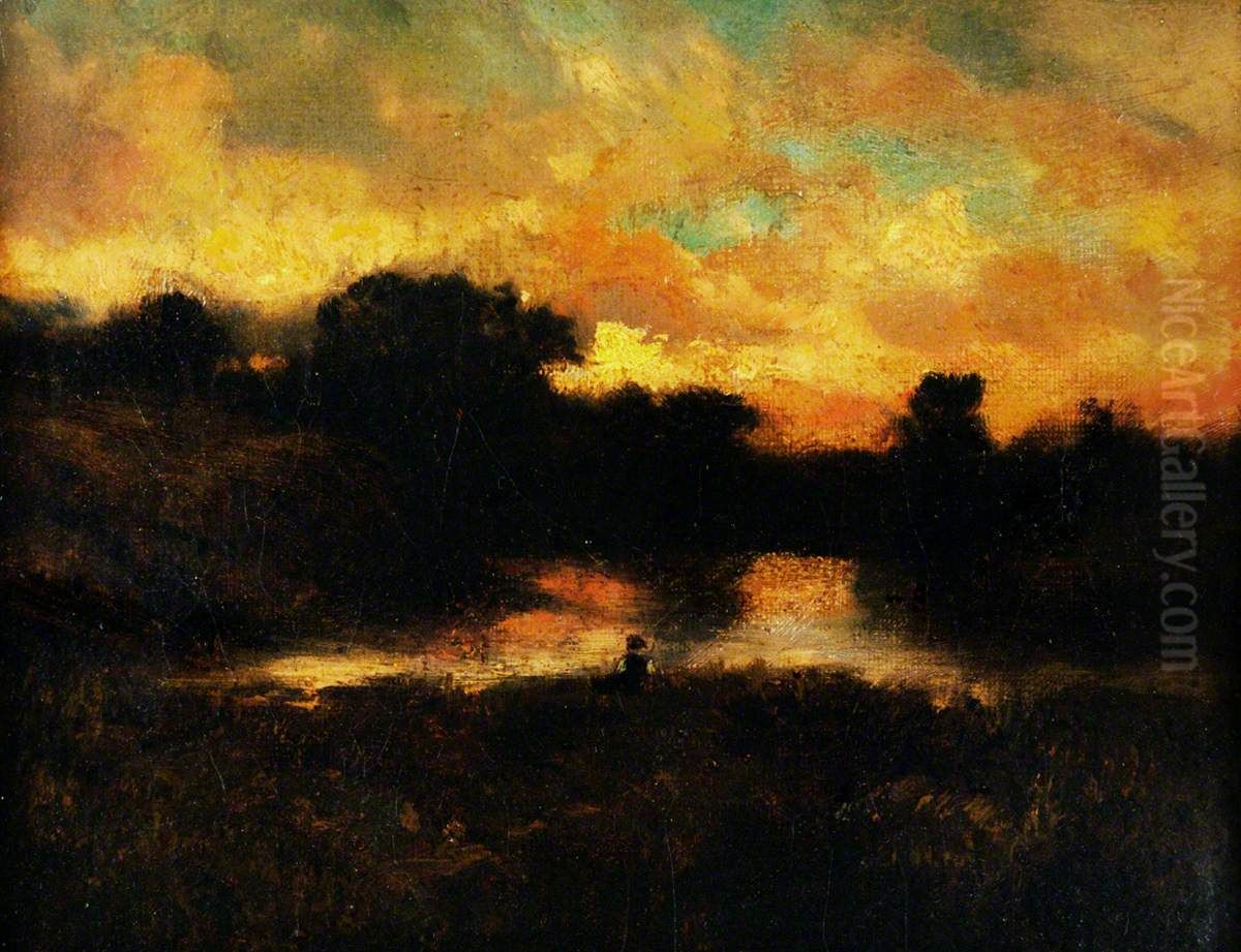 Evening Oil Painting by Theodore Rousseau