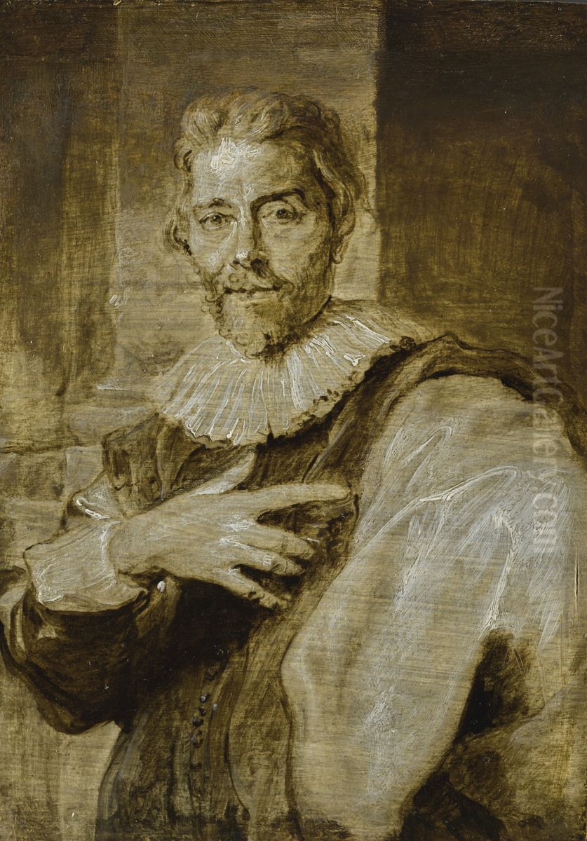 Portrait of the engraver Jan Baptiste Barbe (1578-1649) Oil Painting by Sir Anthony Van Dyck