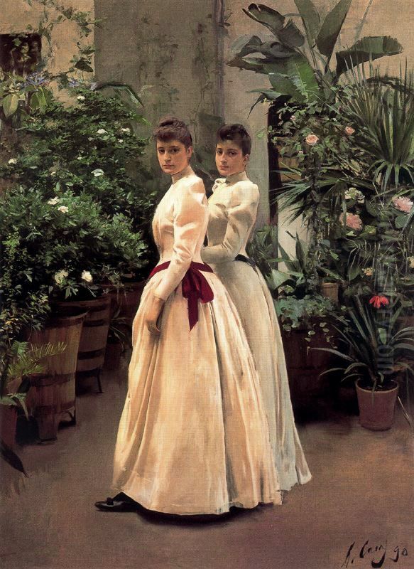 Portrait des demoiselles N.N. Oil Painting by Ramon Casas