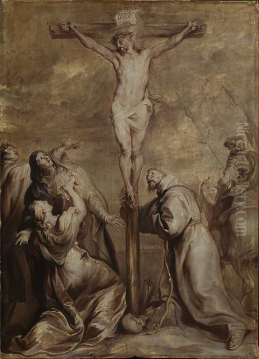 Crucifixion with Saint Francis Oil Painting by Sir Anthony Van Dyck