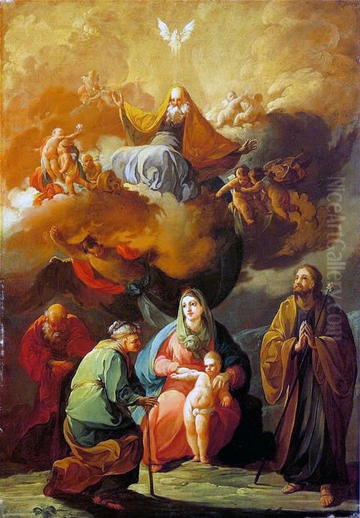 The Holy Family with Saint Joachim and Saint Anne Before the Eternal Glory Oil Painting by Francisco Goya Fuendetodos