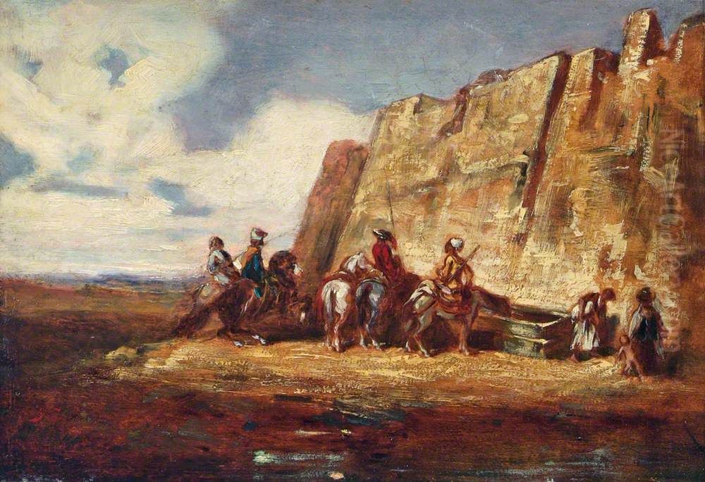 The Watering Place Oil Painting by Alexandre-Gabriel Decamps