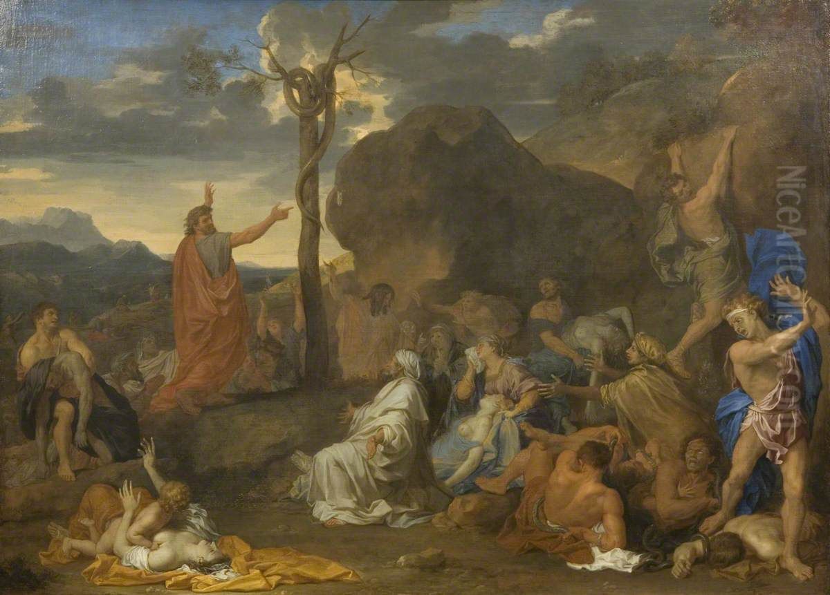 The Brazen Serpent Oil Painting by Charles Le Brun