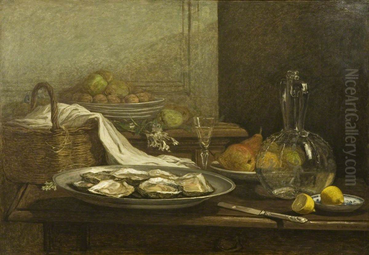 Still Life with Oysters Oil Painting by Eugene Louis Boudin