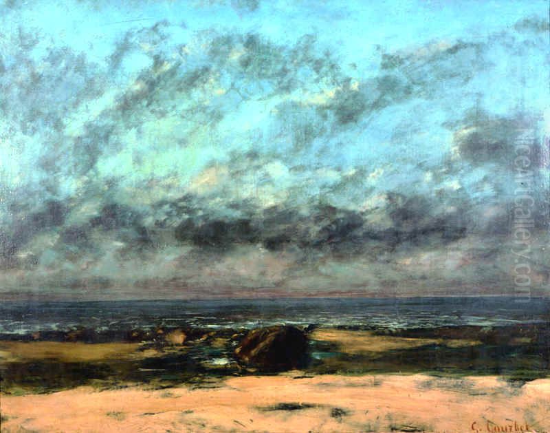 Marine, maree basse Oil Painting by Gustave Courbet