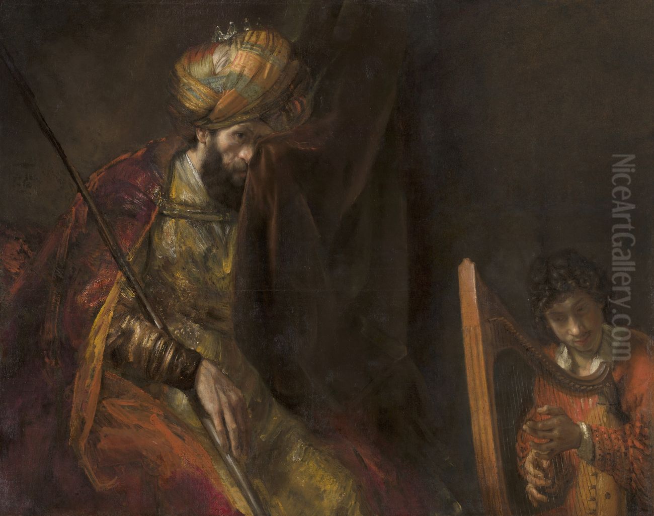 Saul   and  David Oil Painting by Rembrandt