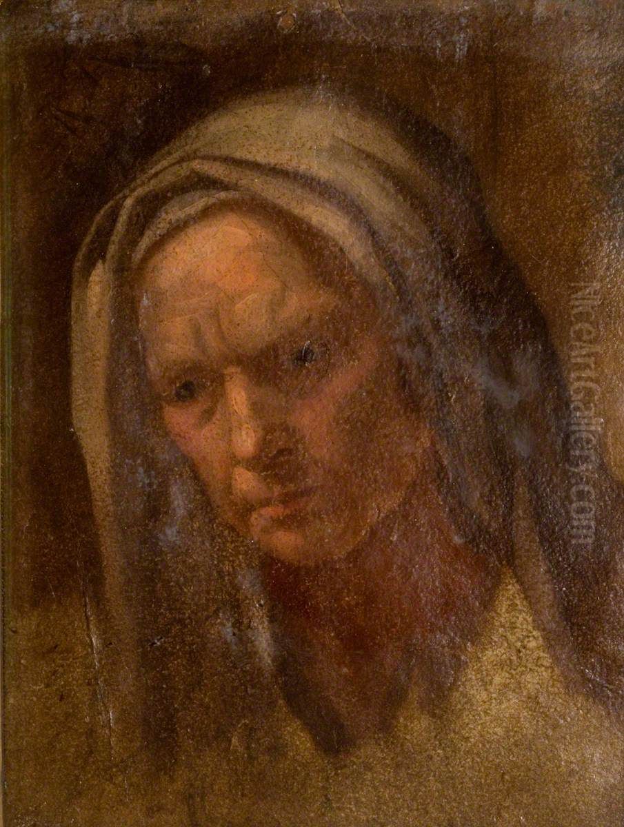Head of an Old Woman Oil Painting by Eugene Fromentin