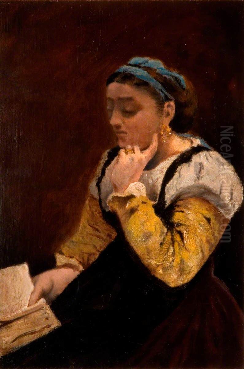 Woman Reading Oil Painting by Jean-Baptiste Camille Corot