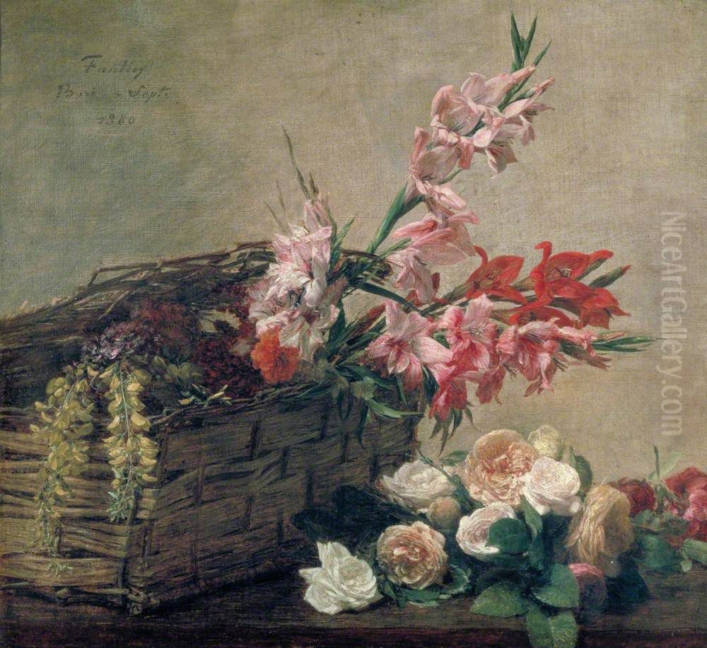 Gladioli and Roses Oil Painting by Henri Fantin-Latour