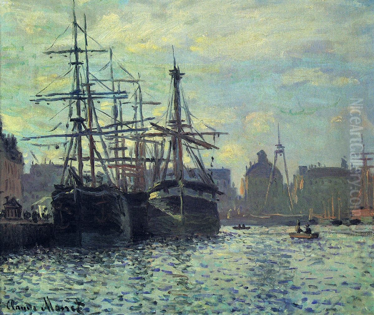 Le Bassin du Commerce, Le Havre Oil Painting by Claude Oscar Monet