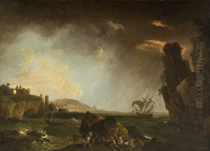 Storm off the French Coast Oil Painting by Joseph Vernet