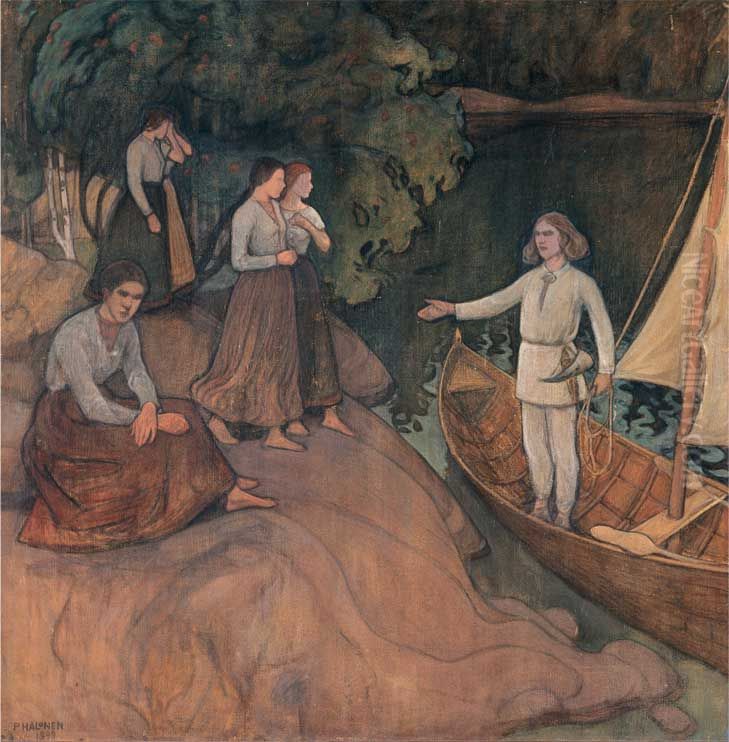 Lemminkaisen lahto saaresta Oil Painting by Pekka Halonen