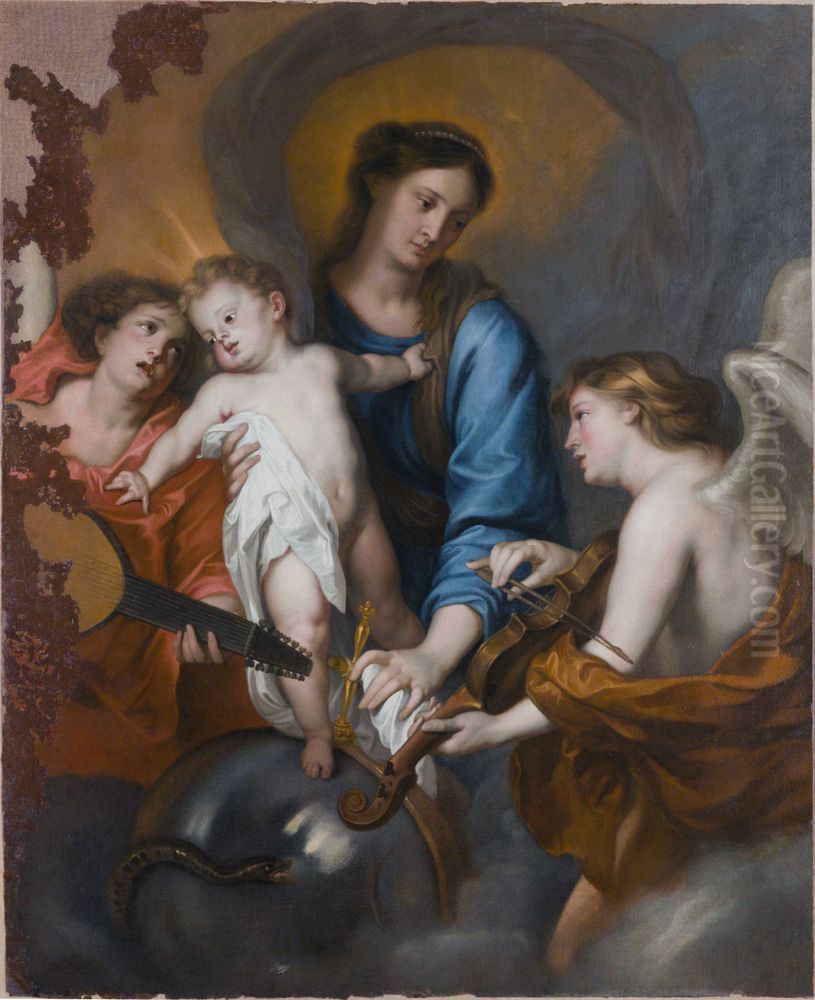 Madonna and Child with angels Oil Painting by Sir Anthony Van Dyck