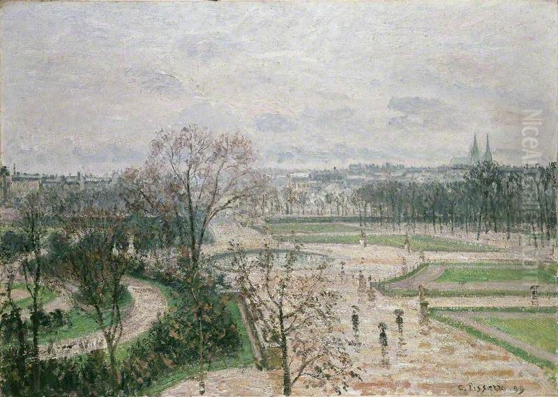 The Tuileries Gardens, Rainy Weather Oil Painting by Camille Pissarro