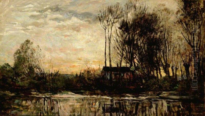 Evening at Bas Meudon Oil Painting by Charles-Francois Daubigny