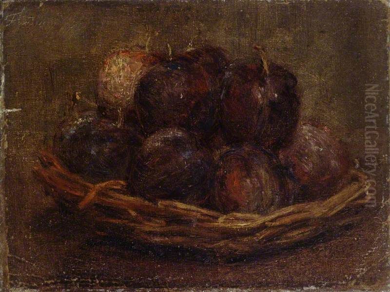 A Basket of Plums Oil Painting by Henri Fantin-Latour