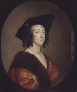 Portrait of Katherine, Lady Stanhope, later Countess of Chesterfield, half-length, in a black hat and a russet dress with a fur stole