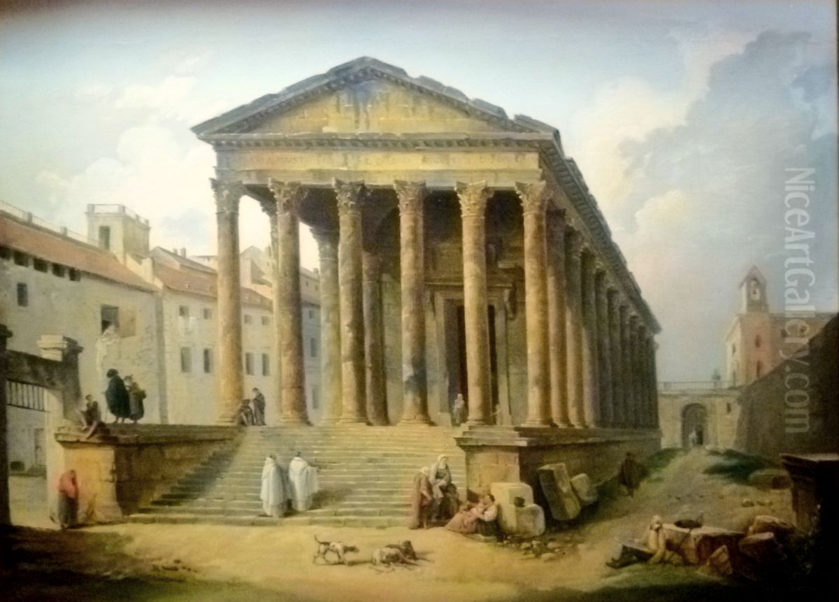 Temple of Augustus in Nimes Oil Painting by Hubert Robert