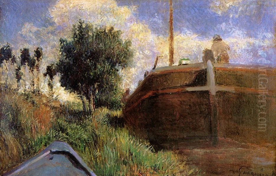 La Peniche bleue, ou Le Chaland et la barque Oil Painting by Paul Gauguin