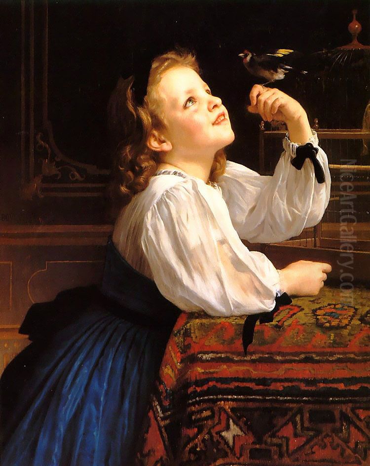 The darling bird Oil Painting by William-Adolphe Bouguereau