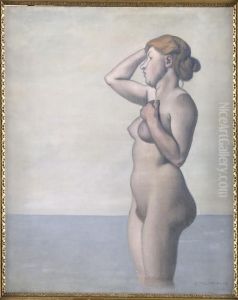 Baigneuse de profil, ciel gris