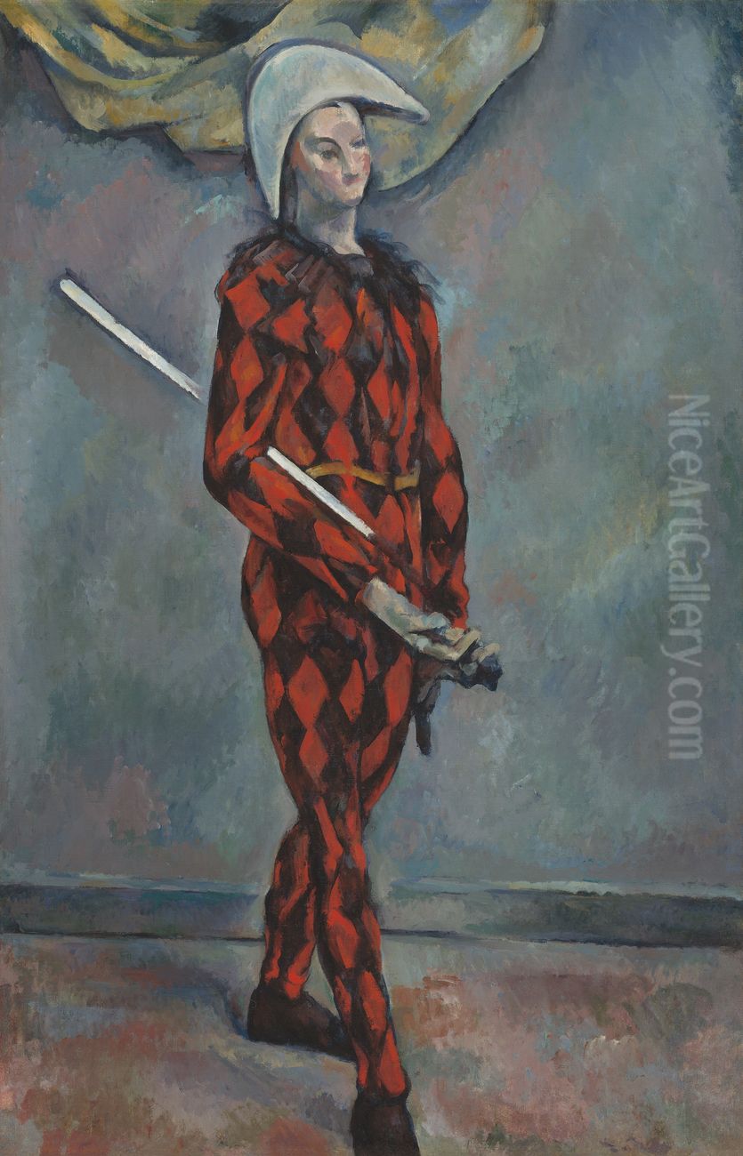 Arlequin Oil Painting by Paul Cezanne