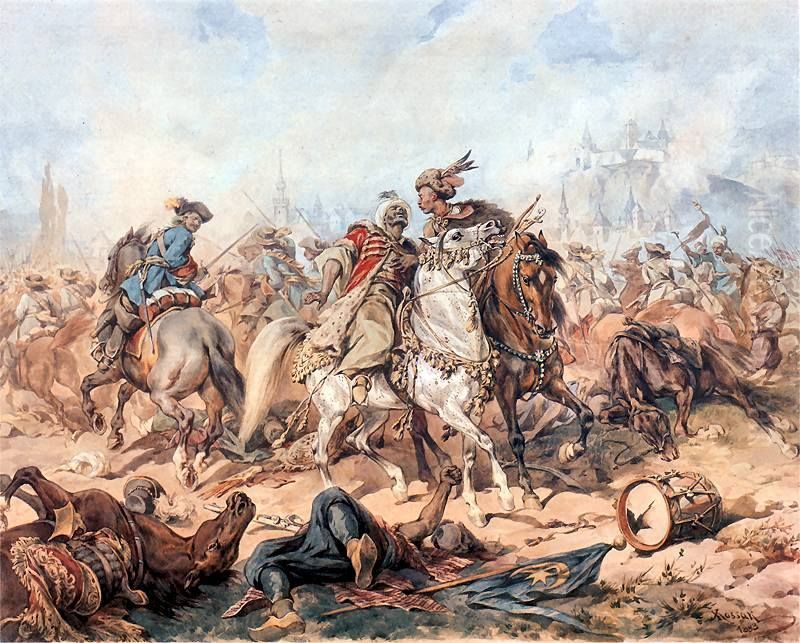 Bitwa pod Parkanami (obraz Juliusza Kossaka) Oil Painting by Juliusz Kossak