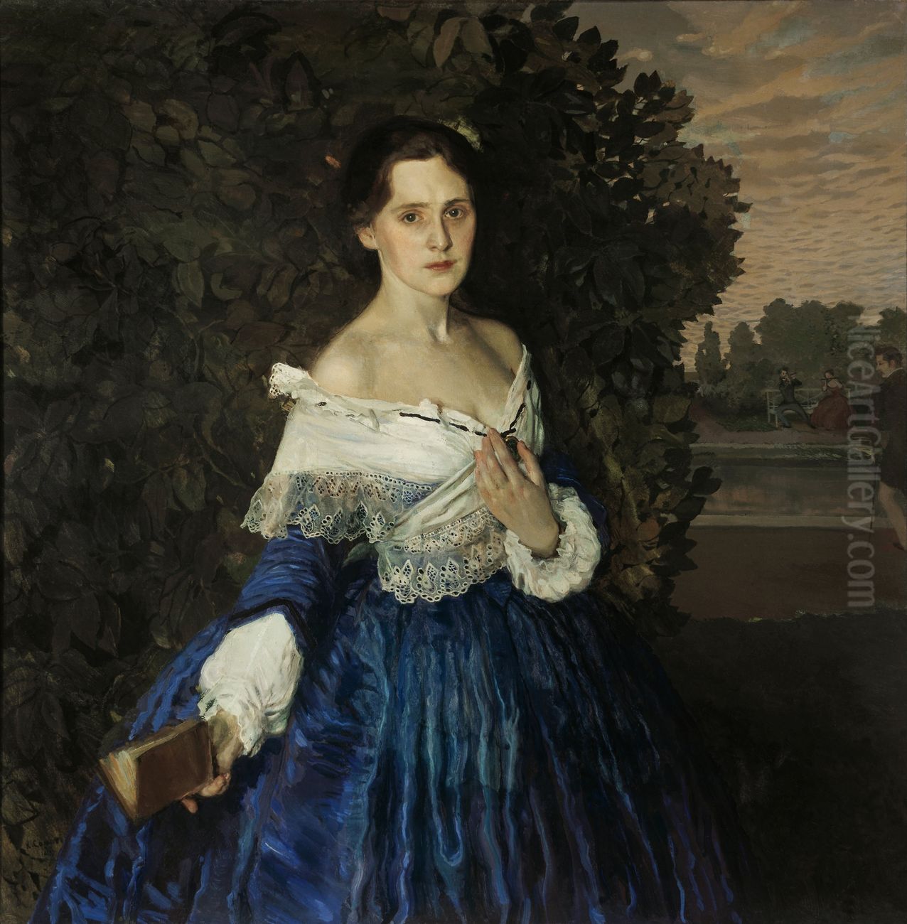 <<Dama v golubom. Portret hudoznicy E.M.Martynovoj>> Oil Painting by Konstantin Somov