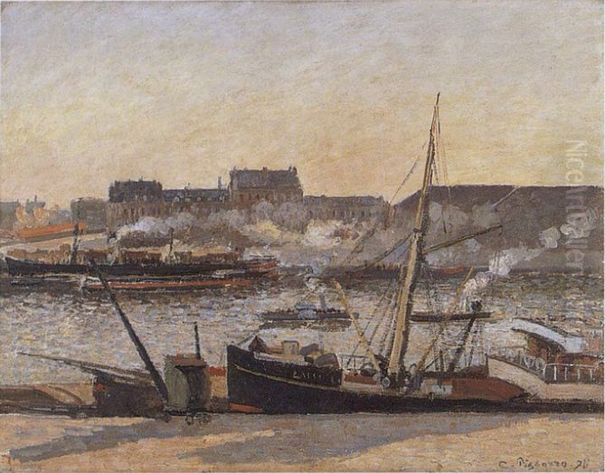 Quai de la Bourse, Rouen, afternoon Oil Painting by Camille Pissarro