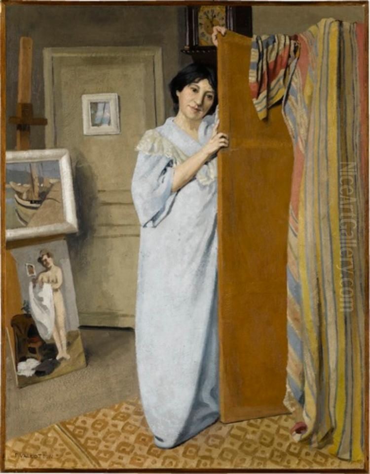 Madame Vallotton im Morgenrock Oil Painting by Felix Vallotton
