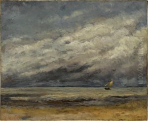 Marine avec voilier a l'approche de l'orage