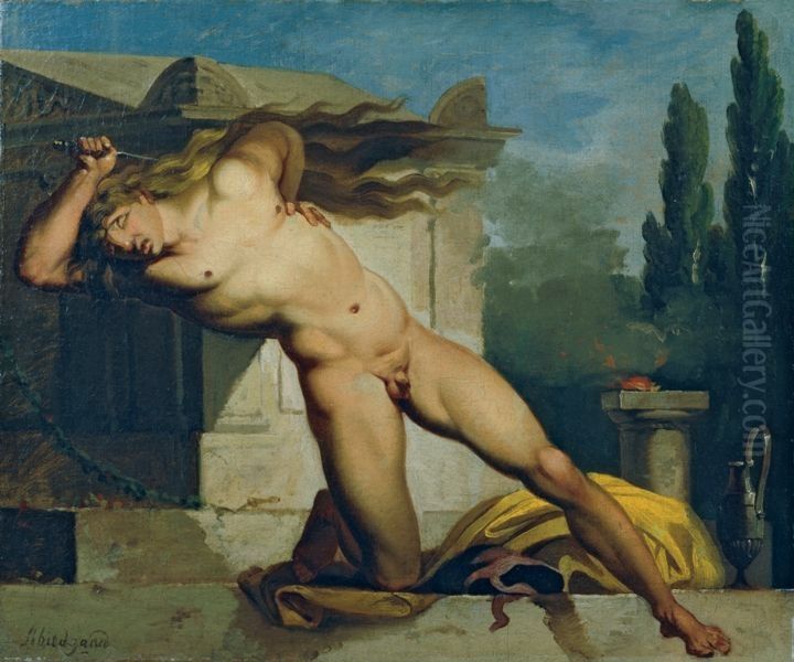 Adrastos draeber sig selv ved Atys' grav Oil Painting by Nicolai Abildgaard