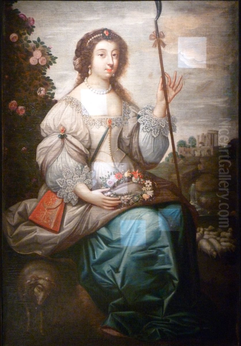 Portrait presume de Julie d'Angennes en costume d'Astree Oil Painting by Claude Deruet