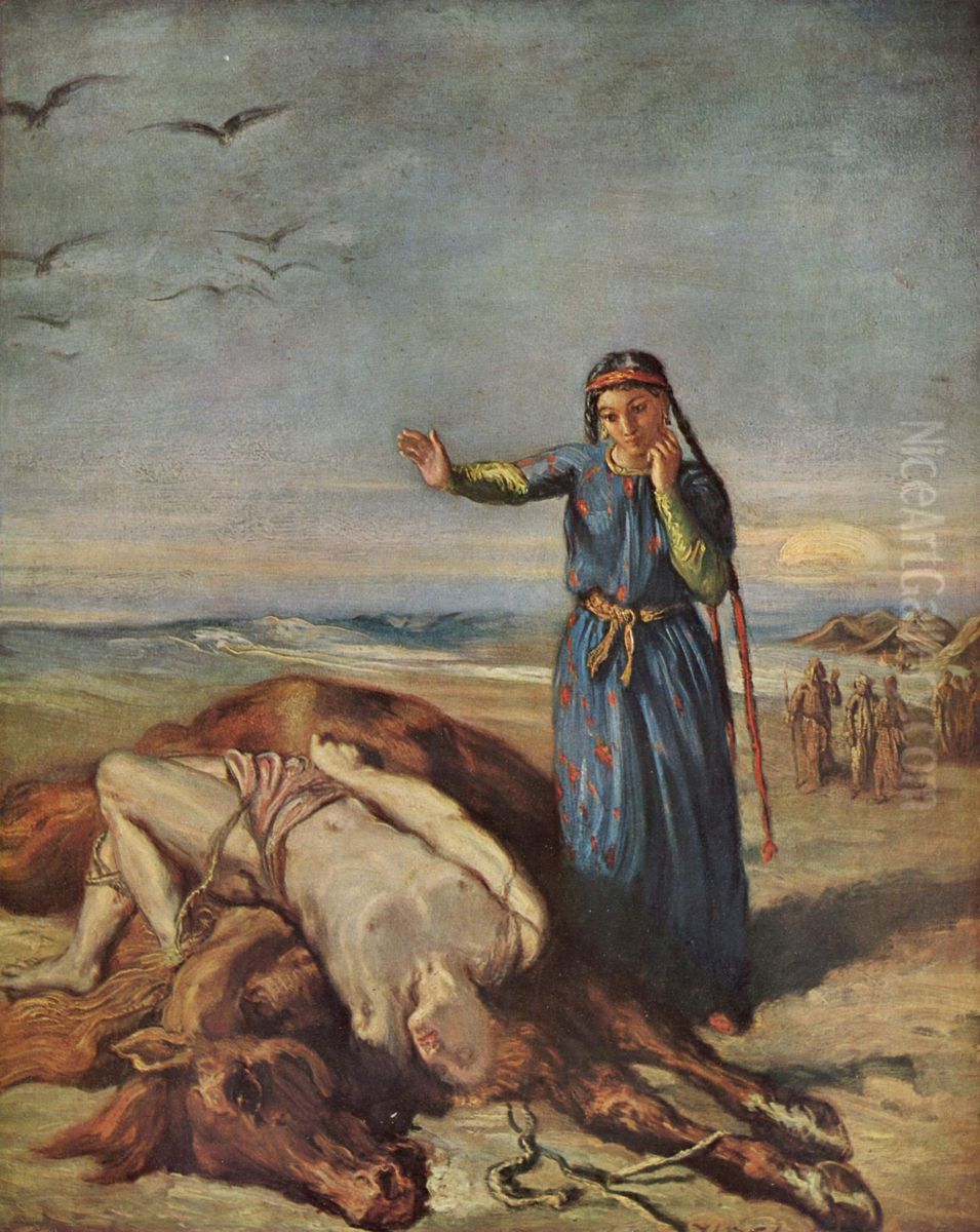 Kosakenmadchen an Mazeppas Leiche Oil Painting by Theodore Chasseriau